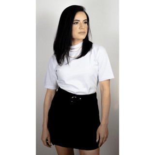 Blusa Camiseta T Shirt Feminina Gola Alta 100% Algodão