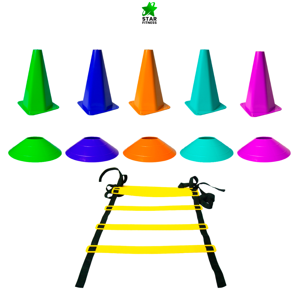 5 Cones 5 chapéus Chinês 1 Escadinha de Agilidade Para Treinos de Futebol Treinos em casa e Crossfit em Oferta na Shopee