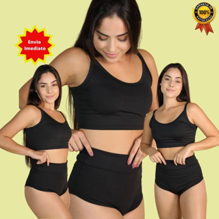 Hot Pants Biquini Shorts Cintura Alta Carnaval Preto Top Alcinha Moda Blogueira Gringa Confortável Verão Praia