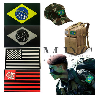 Patch Bandeira Emborrachada 3d Patch C/ Velcro Militar Tático Brasil Estados Unidos USA Flamengo
