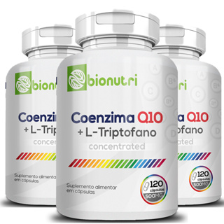 Kit 3x Coenzima Q10 C/ L-Triptofano 120 Cápsulas 500mg Bionutri em Oferta na Shopee