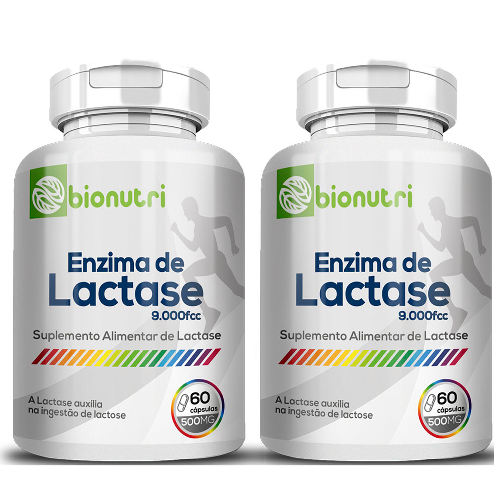 Kit 2x Lactoze Enzima Lactase 60 Cápsulas Cada Pote 500mg - Bionutri - P/ Intolerância a Lactose