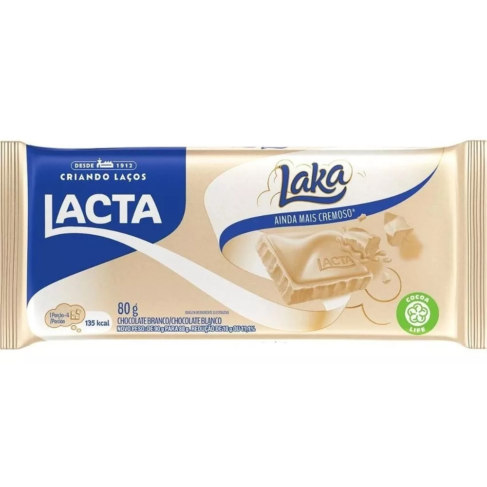 Chocolate Branco Lacta Laka 80g em Oferta na Shopee