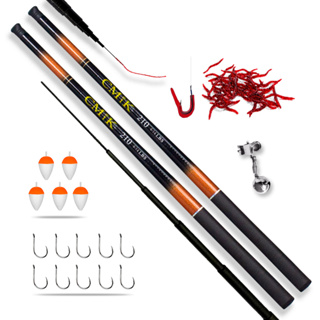 Vara Telescópica 2,10M 10 anzois 5 Boias 5 Iscas  de minhoca Kit Pescaria Tilápia Lambari Piau entre outros Pesca em Oferta na Shopee