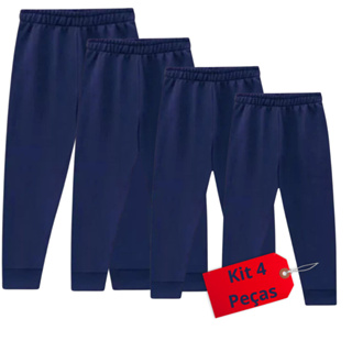 Kit 4 Calcas Moletom Infantil Kyly Com punho Azul Uniforme Escolar Volta as aulas em Oferta na Shopee