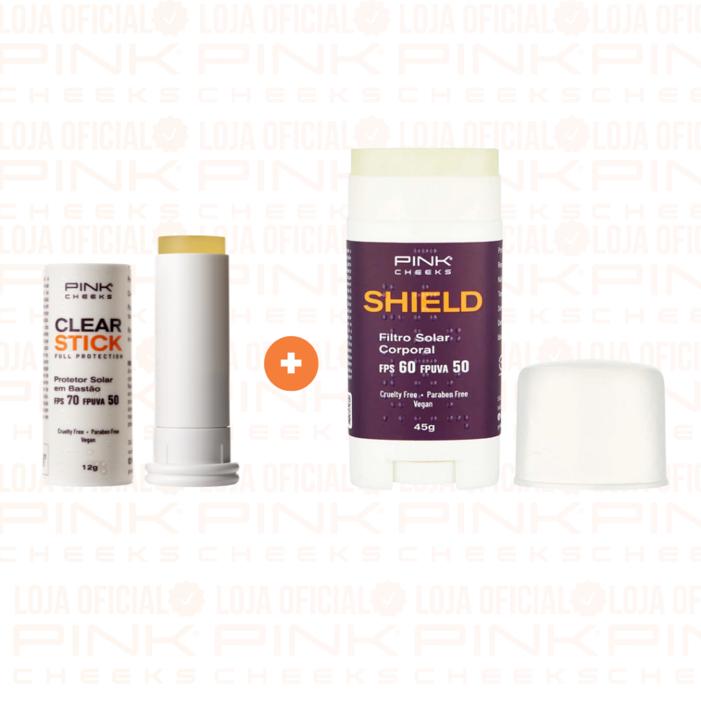 Protetor Solar Facial e Corporal Clear Stick e Shield Proteção Total PINK CHEEKS - Beauty