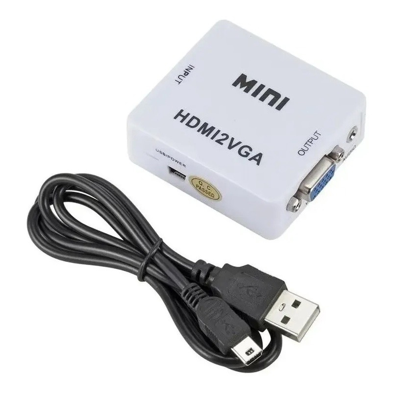 Grwibeou Portátil Mini HDMI Para VGA Adaptador Conversor  Vídeo HDMI2VGA Caixa De Áudio 1080P Notebook PC HDTV Projetor