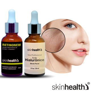 Serum Retinol Com Vitamina C + Ácido Hialurônico - Reduz Rugas - Aumento De Colágeno - Rejuvenescedor - Hidratante Facial Skinhealth 30ml Vidros
