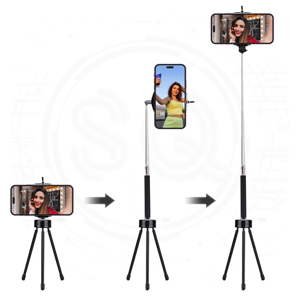 Tripé de mesa para celular câmera e webcam C/ Função Pau de self