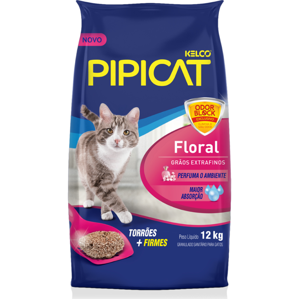 Areia Higiênica Pipicat Floral Perfumada Odor Block 12kg - Pets