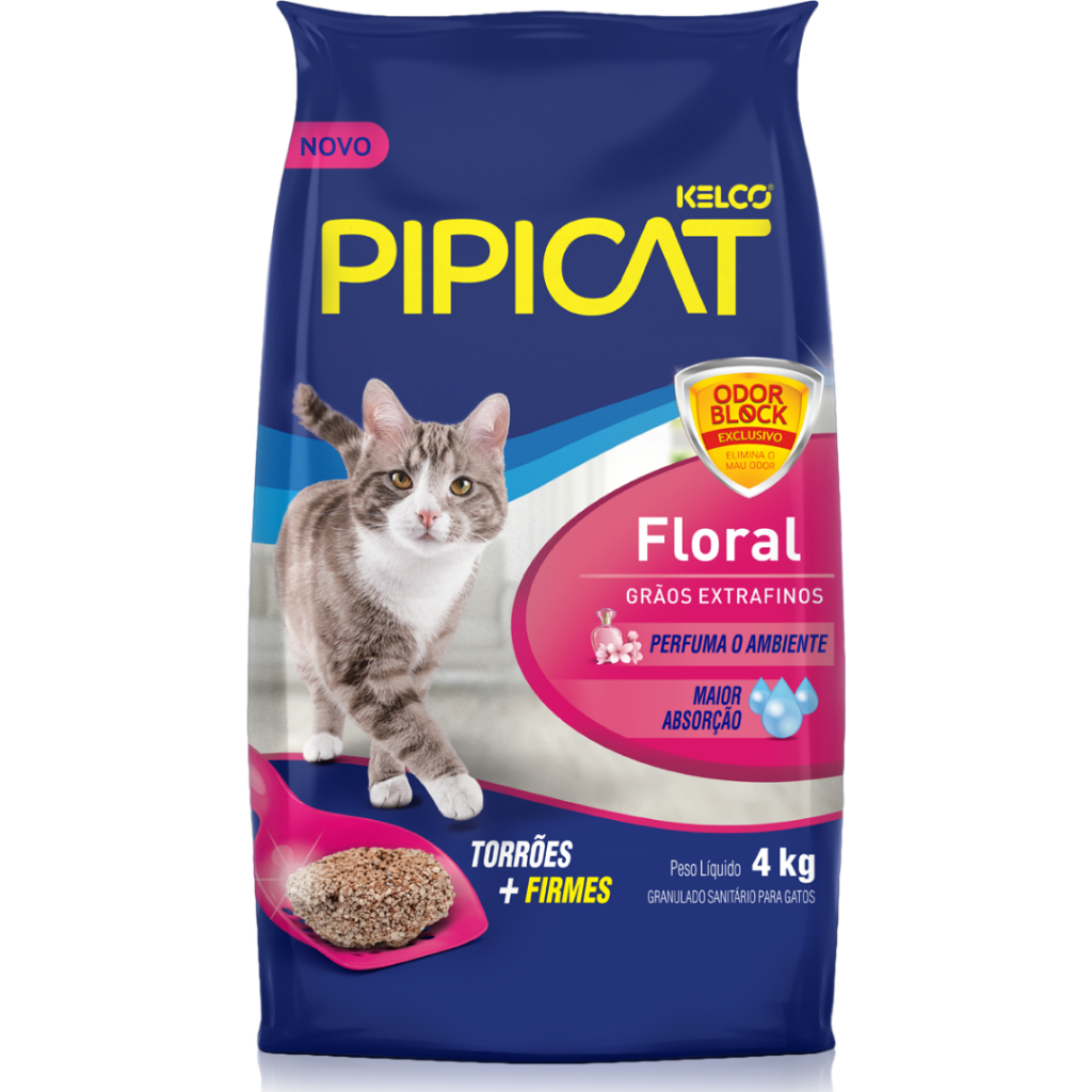 Areia Higiênica Pipicat Floral Perfumada Odor Block 4kg - Pets