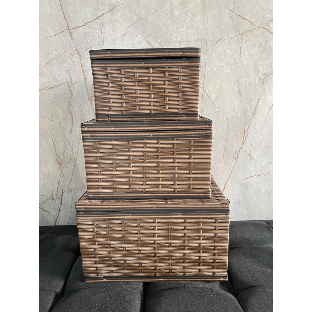 Kit Baús Organizadores Multiuso Em Fibra Sintética -S-  P/M/G em Oferta na Shopee