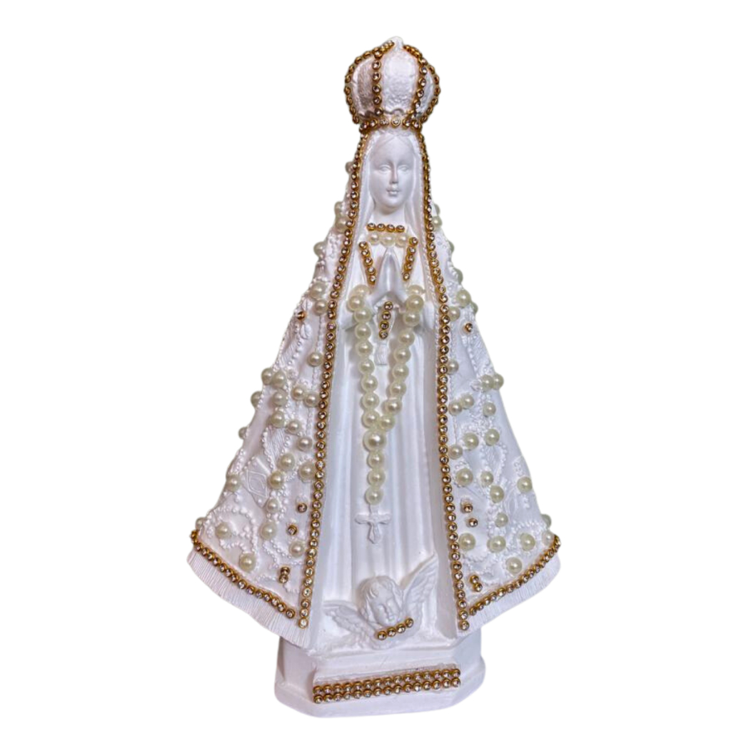 Imagem Nossa Senhora Aparecida Pérolas 20cm Gesso