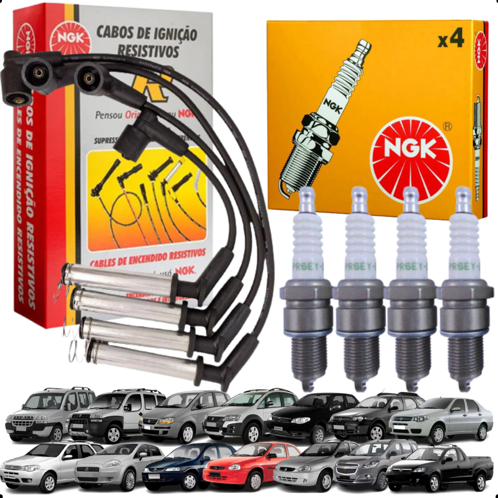 Kit Jogo Cabo e Vela de Ignição Original Ngk Palio Doblo Punto Siena Corsa Celta Montana Mervia em Oferta na Shopee