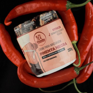 Creme PIMENTA NEGRA Redutor de Medidas 200g - Rhenuks Cosméticos