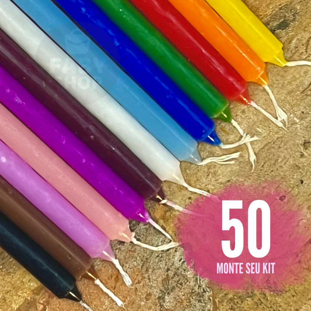 Kit 50 Vela Palito Coloridas 16 cm Tradicional Preço De Atacado em Oferta na Shopee
