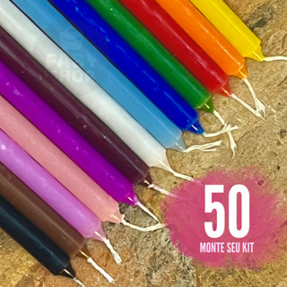 Kit Velas Coloridas 50 Unidades 16x1,2cm