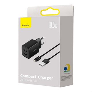 Carregador BASEUS 10.5W Pd Duplo USB De Parede Mini 2.1A Tomada + Cabo Lightning