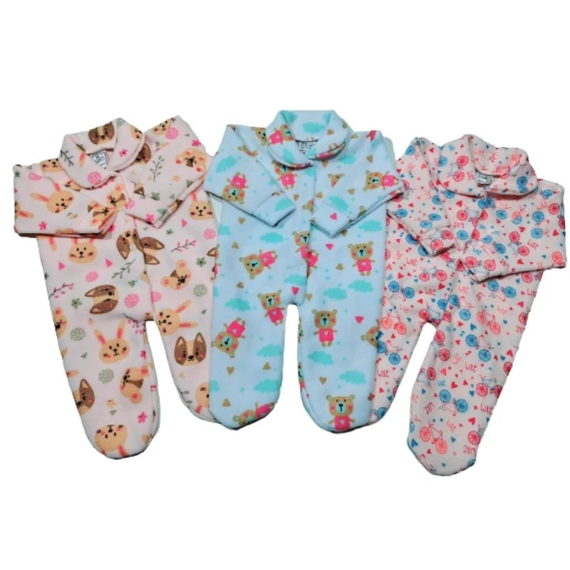 KIT COM 3 MACACÕES DE BEBÊ SOFT QUENTINHO E MACIO- ESTAMPADO MENINO MENINA