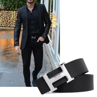 Cinto De Luxo Masculino De Couro Dos 2 Lados Preto E Marrom