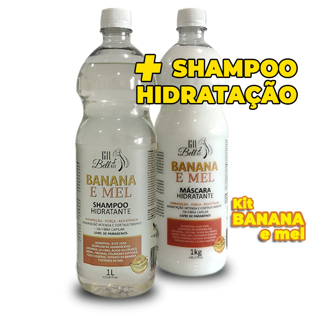 Kit Shampoo e Hidratação Banana e Mel 1kg Queratina Aloe Vera e Aminoácidos em Oferta na Shopee