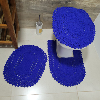 Jogo de Banheiro, Tapete Em Crochê com 3 Peças, Variedade de Cores, Feito a Mão Varias Cores em Oferta na Shopee