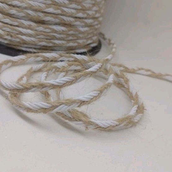 Corda/ soutache/ trança de juta sisal e fio de poliéster branco(7mm)-10metros artesanato decoração