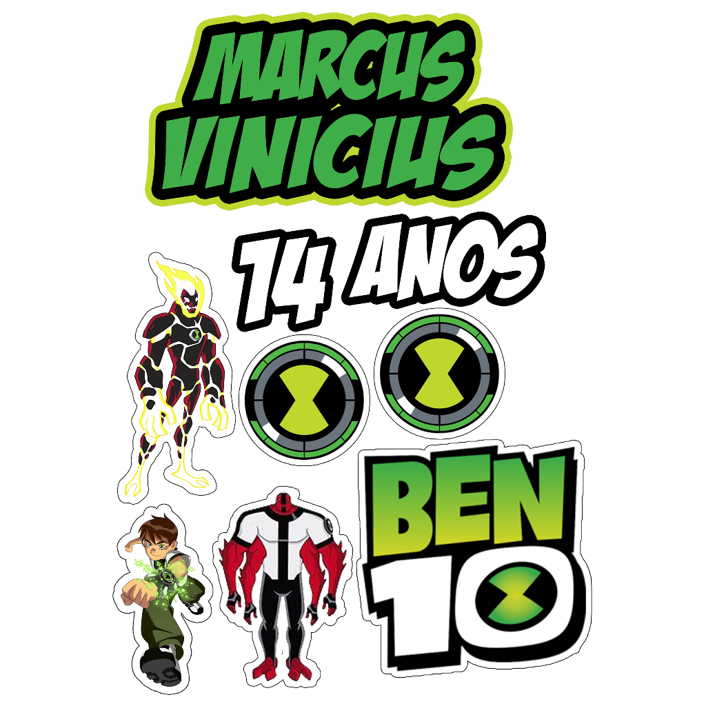 Topo de bolo duplo, para bolo 2 andares Tema Ben 10 Bolos 25cm e 20cm