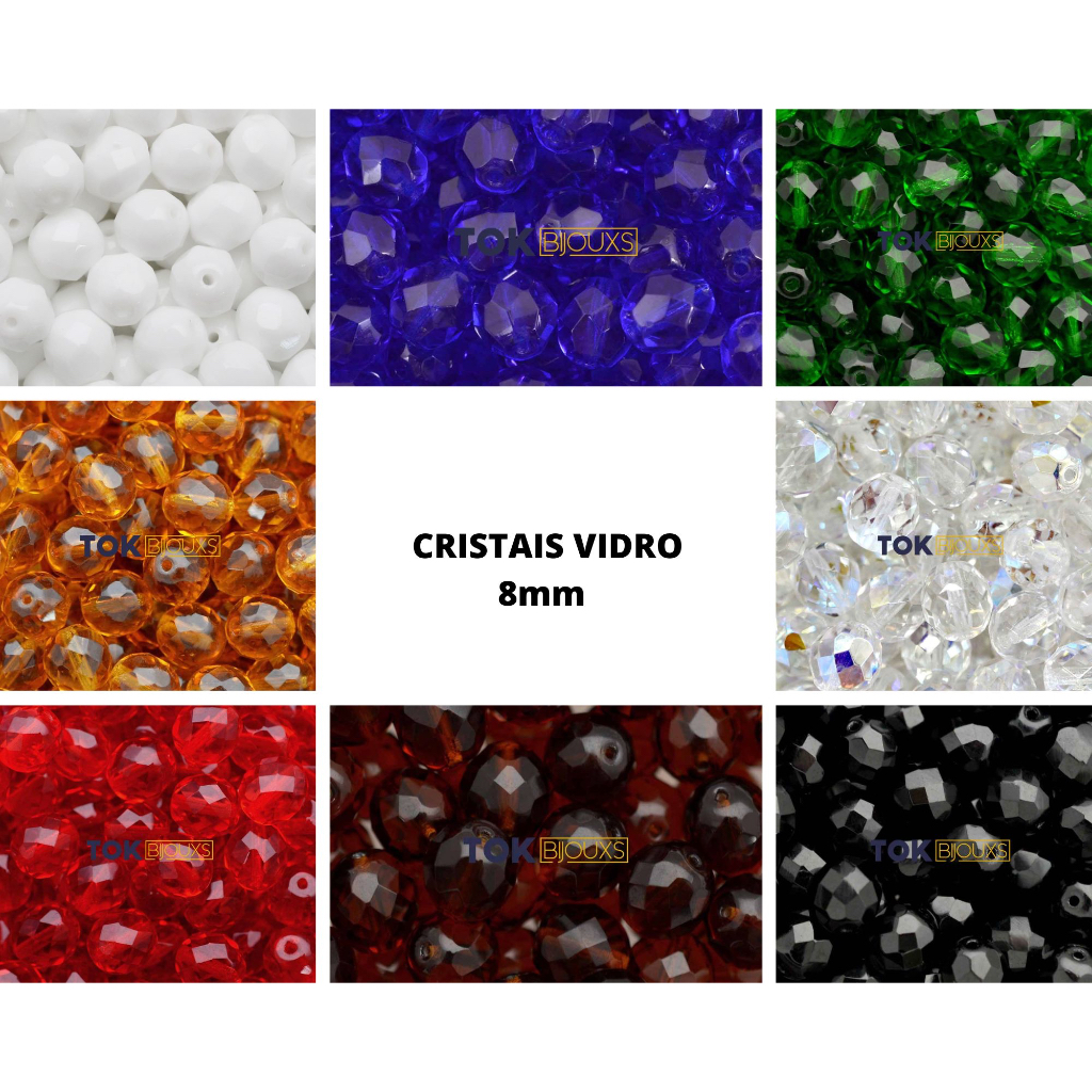 Cristal Conta Vidro Missanga Jablonex Preciosa - 8mm - Varias Cores