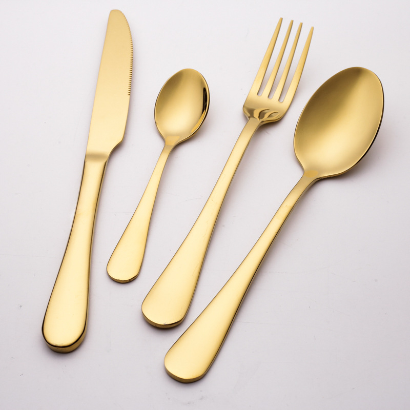Kit 36 Talheres Aço Inox Stainless Steel Mesa Posta Garfo Faca Colher Dourado Linha Luxo