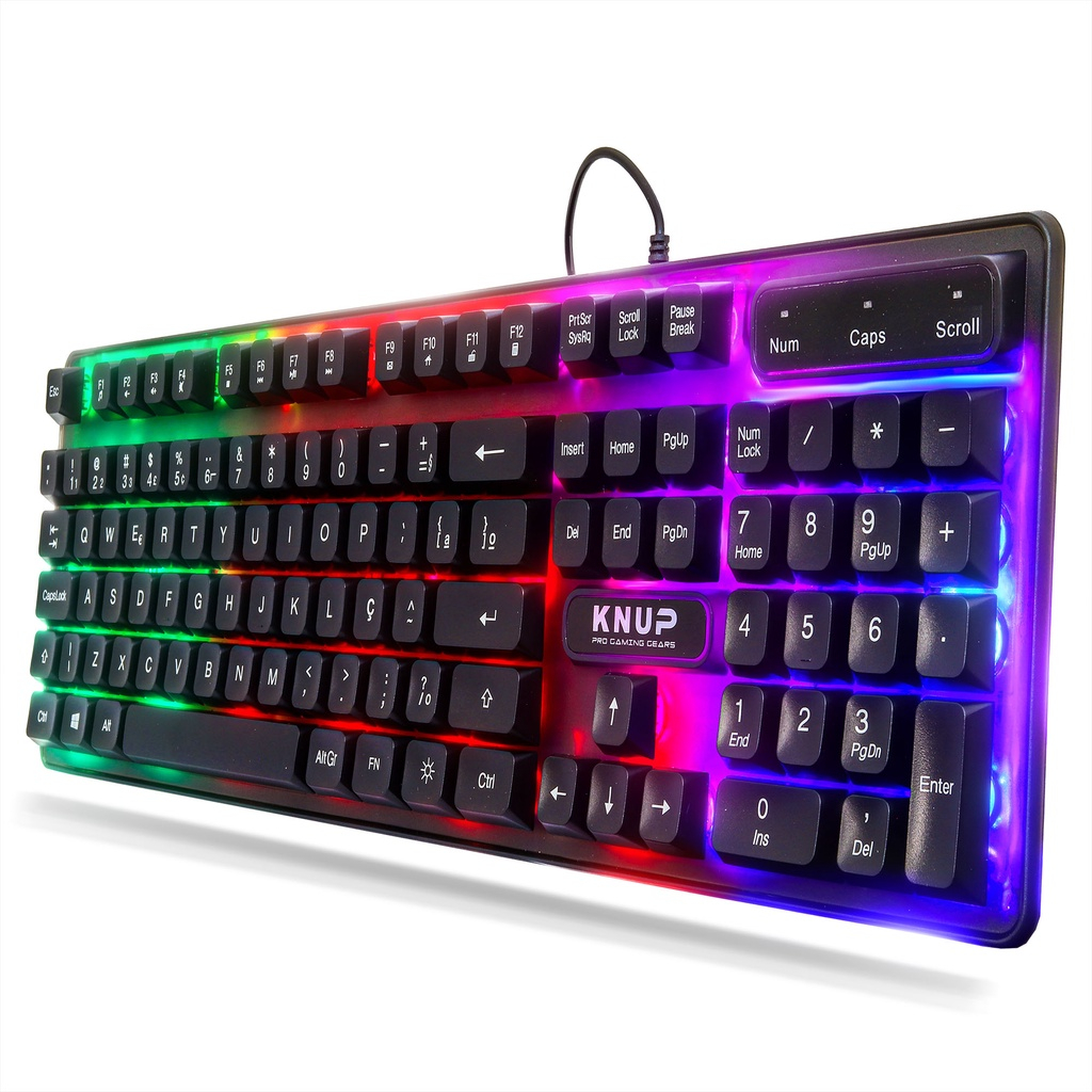 Teclado Gamer jogos Semi Mecanico Iluminado Rgb Em português