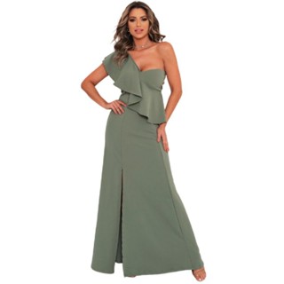 Vestido longo de madrinha 012 barato terracota fucsia menta serenity rose preto oliva ou marsala sereia babado grande