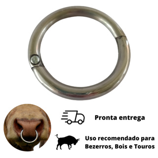 Argola em Inox Anti-Ferrugem para Focinho de Boi/Bezerro: Indispensável no Trabalho com Bovinos em Oferta na Shopee