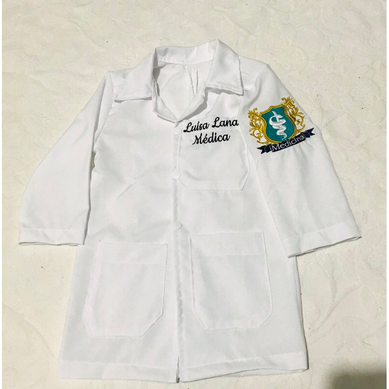 jaleco Infantil Medicina Personalizado Branco