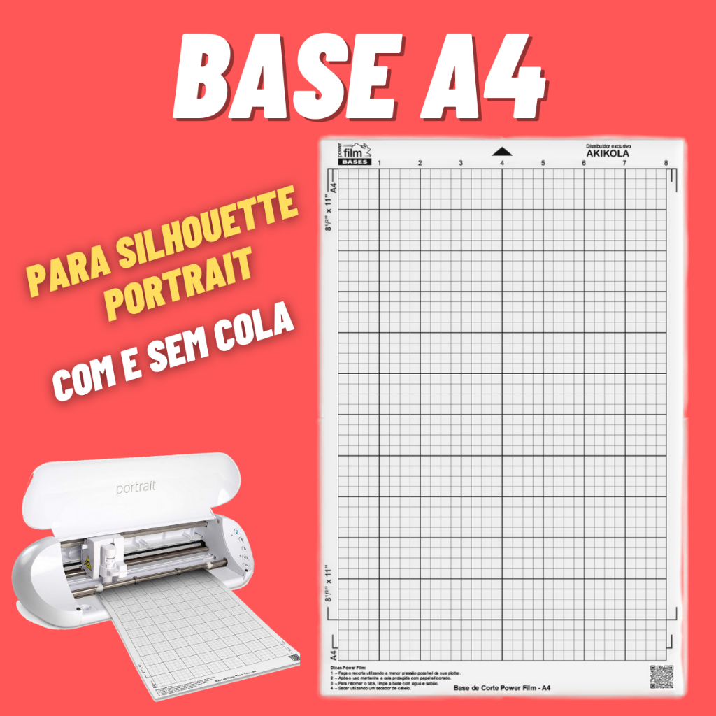 Base de Corte Para Silhouette Portrait - A4 - Transparente- COM E SEM COLA
