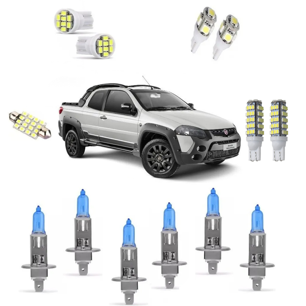 Kit Lampadas Super Brancas E Led Fiat Strada 2014 A 2016 em Oferta na Shopee