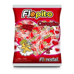 Pirulito Flopito Coracao 50un Florestal Morango