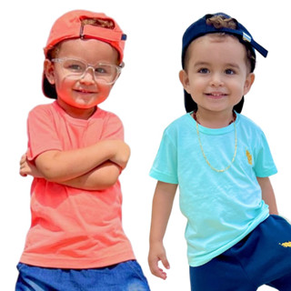 Camiseta Infantil Básica Manga Curta com Bordado em Agodão