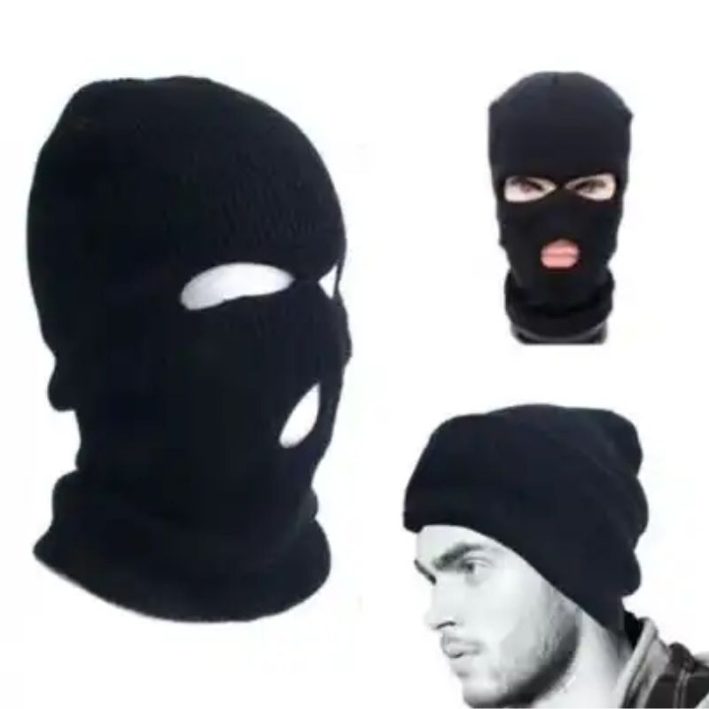 Touca com Pelúcia Gorro Balaclava 3 Furos De Lã