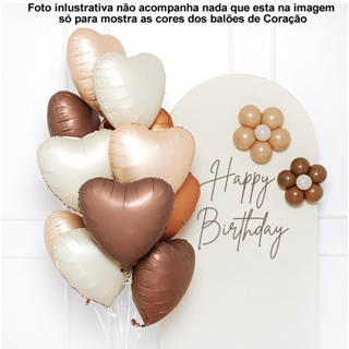 4 Balões de Coração Cores Neutras Coleção Café Coffee em Oferta na Shopee