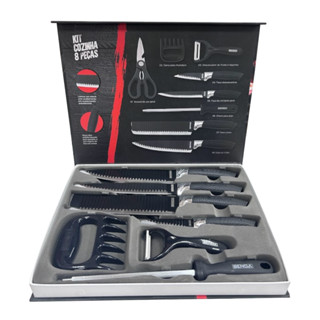 Conjunto De Facas de Cozinha com Descascador e Tesoura Benoá Linha Kitchen 8 Peças