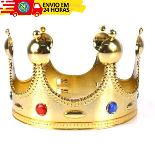 Coroa Dourada Rei E Rainha De Plástico Adulto E Infantil Com Regulagem em Oferta na Shopee