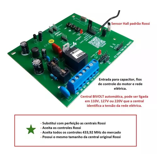 Central Placa De Comando  Acton AC4 Compatível Portão Eletrônico Rossi Kxh30fs
