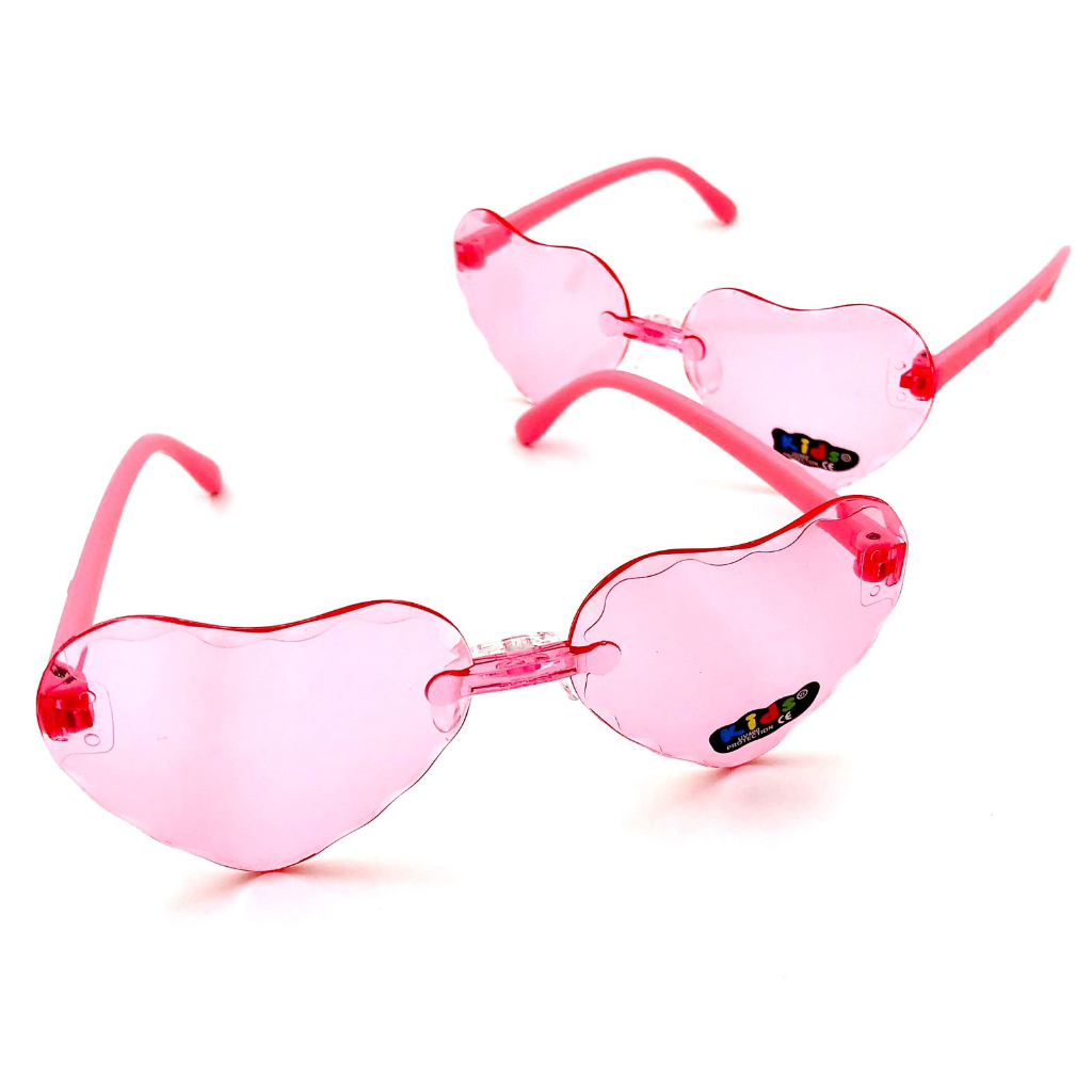Óculos De Sol Kit 2 Unidades Coração Kids Infantil Menina Rose Promoção