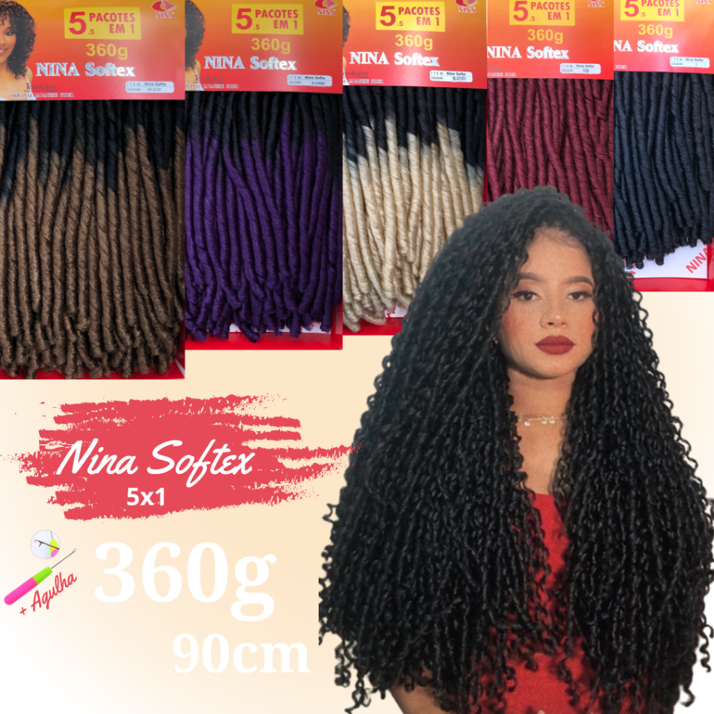 Cabelo Cacheado Dread Original Nina Softex Pacote Econômico 5x1 360gr em Oferta na Shopee