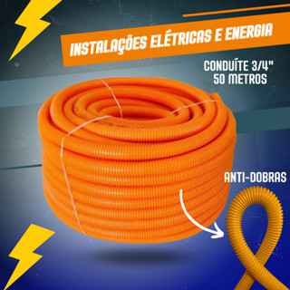 Conduíte Eletroduto Corrugado 3/4 Reforçado Laranja 50m