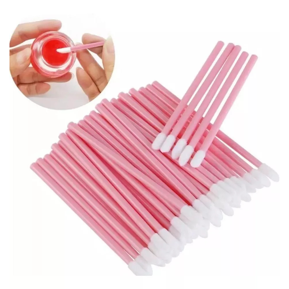 50 Pincel Aplicador Descartável Batom Gloss Limpeza Cílios