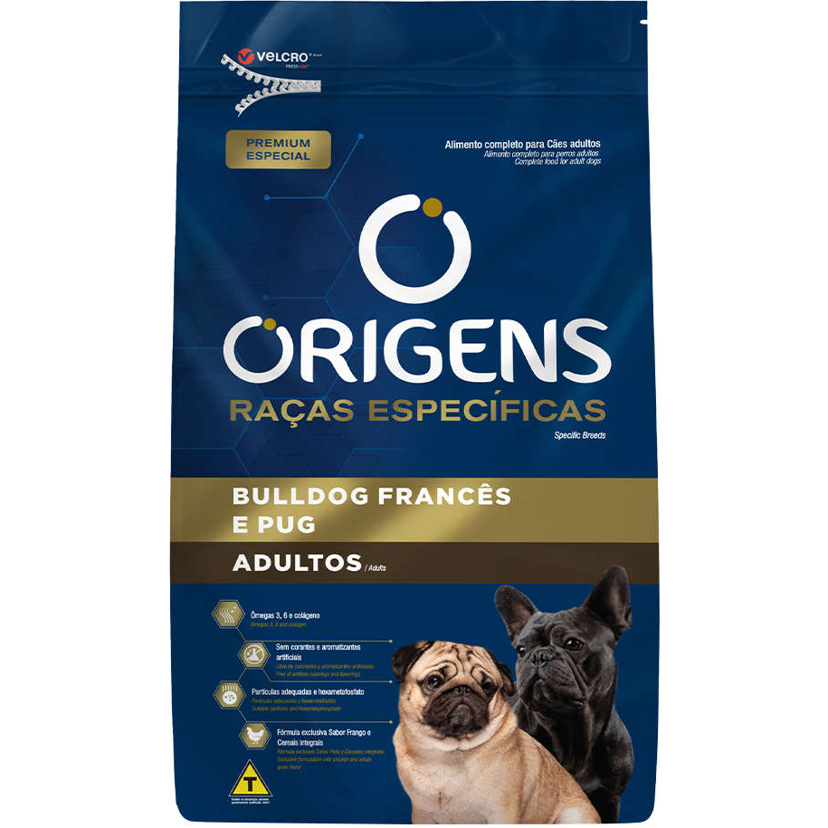 Ração Origens Premium Especial Raças Específicas Cães Adultos Bulldog Francês e Pug 1kg - Pets