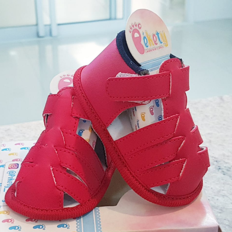 Sandália Bebê /Menino / Confortável/ Sola Macia/ Antialérgico - 100% Algodão - Num: 13 ao 18