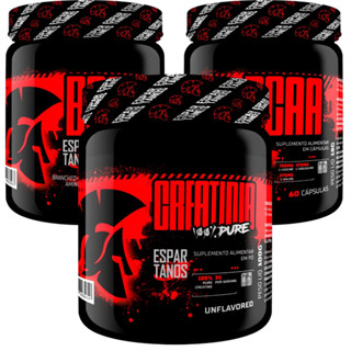 Kit Hipertrofia - 2x Suplemento Bcaa 3:1:1 60 cápulas + Creatina Monohidratada 100% Pura - Espartanos Nutrition Kit para musculação academia.